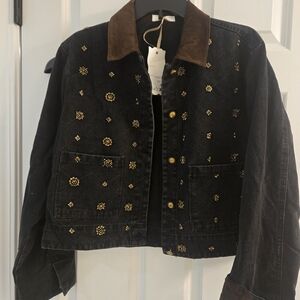 Embroidered Black Denim Jacket
